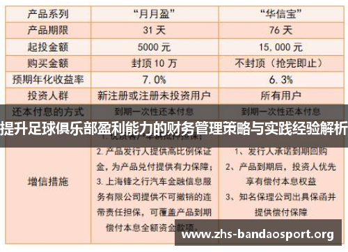 提升足球俱乐部盈利能力的财务管理策略与实践经验解析